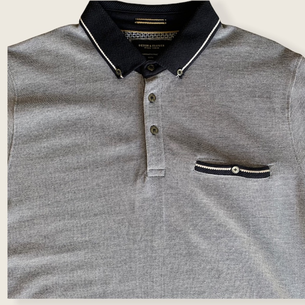 Denim & Flower Men’s Polo Shirt Size Large